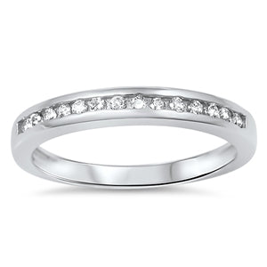 925 Sterling Silver Classic CZ Wedding Band Ring