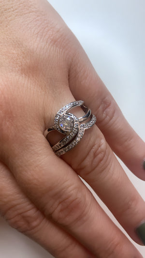 925 Sterling Silver CZ Wedding Ring Set