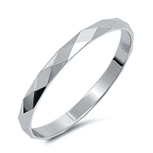 925 Sterling Silver Ring Minimalist Diamond Cut Band