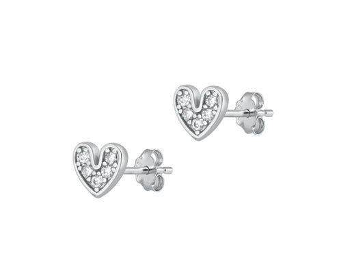 925 Sterling Silver Heart CZ Earrings