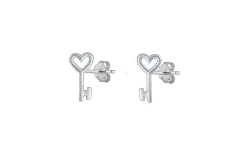 925 Sterling Silver Key To Your Heart Earrings