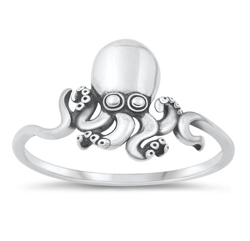 925 Sterling Silver Octopus Ring