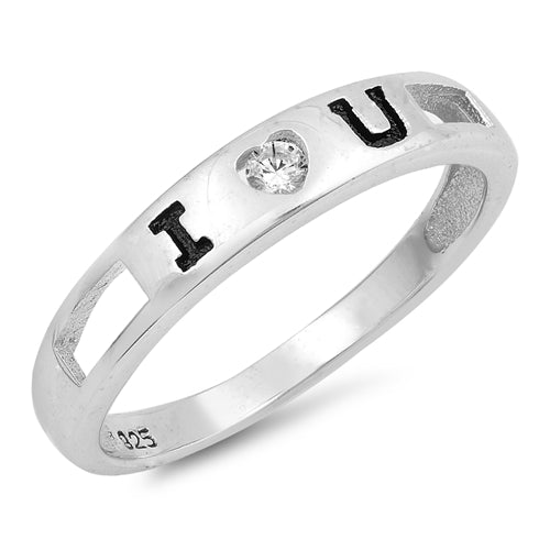 925 Sterling Silver I Love You CZ Ring