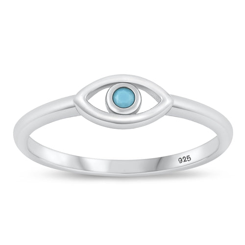 925 Sterling Silver Minimalist Evil Eye Ring