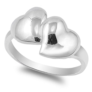925 Sterling Silver Double Hearts Ring