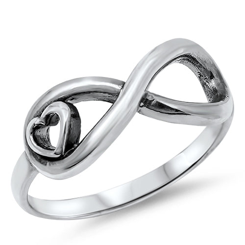 925 Sterling Silver Heart Loop Infinity Sign Ring