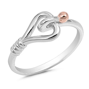 925 Sterling Silver Heart Link Ring