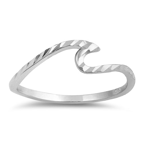 925 Sterling Silver Diamond Cut Wave Ring