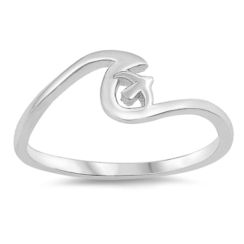 925 Sterling Silver Wave and Bird Ring