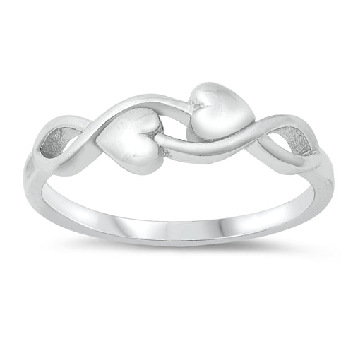 925 Sterling Silver Infinity and Hearts Ring