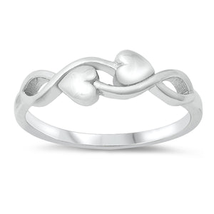 925 Sterling Silver Infinity and Hearts Ring