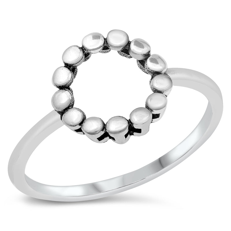 925 Sterling Silver Open Open Beaded Circle Ring