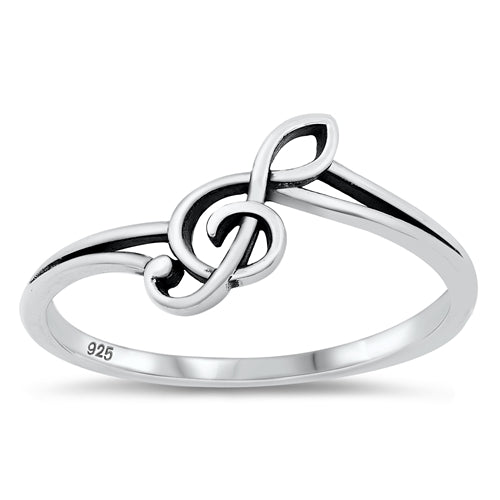 925 Sterling Silver Treble Clef Music Note Ring
