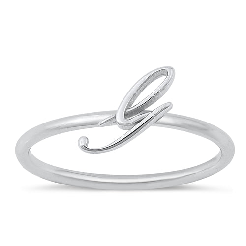 925 Sterling Silver A to M Calligraphy Initial Rings