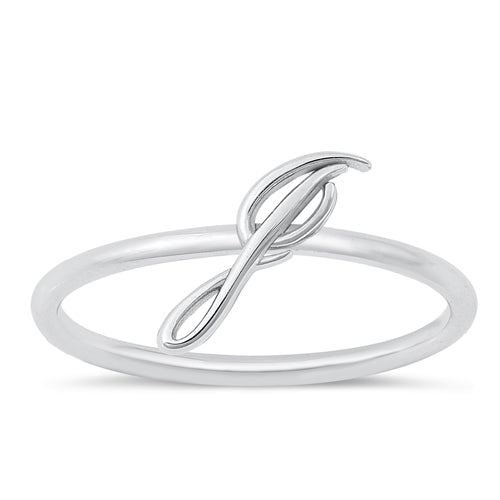 925 Sterling Silver A to M Calligraphy Initial Rings