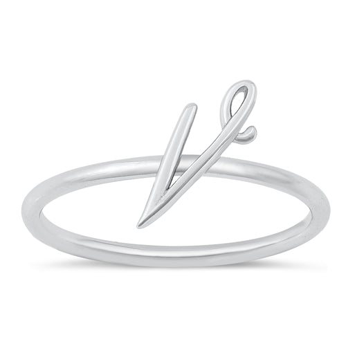 925 Sterling Silver N to Z Calligraphy Initial Rings
