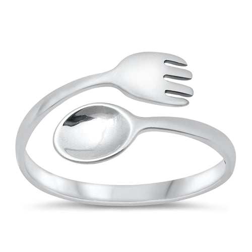 925 Sterling Silver Spoon & Fork Ring