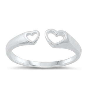 925 Sterling Silver Hearts Minimalist Ring