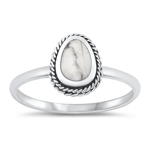 925 Sterling Silver White Buffalo Turquoise Stone Ring