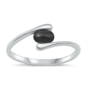 925 Sterling Silver Black Stone Ring