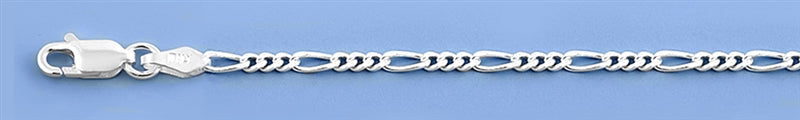 925 Sterling Silver 2.3mm Figaro Chain