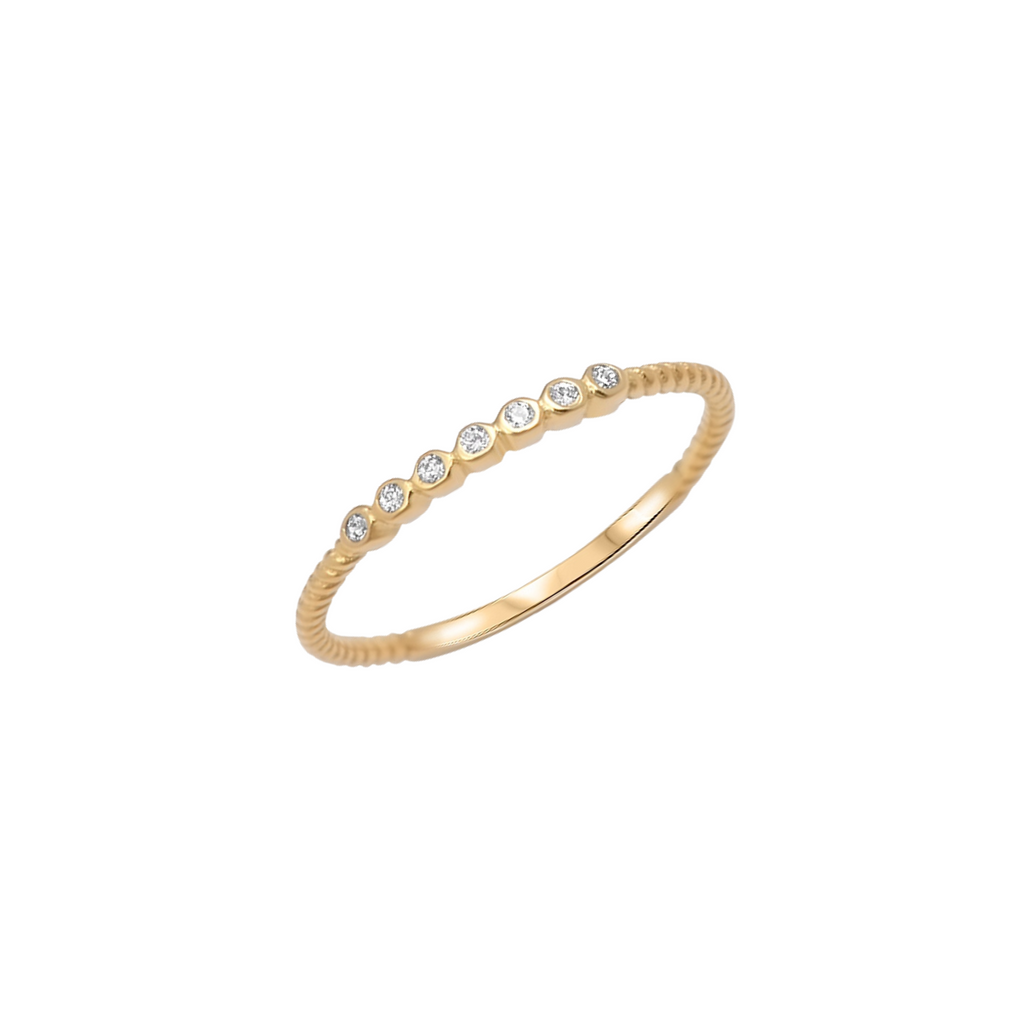 925 Sterling Silver Gold Plated Rope Design With Bezel CZ Ring