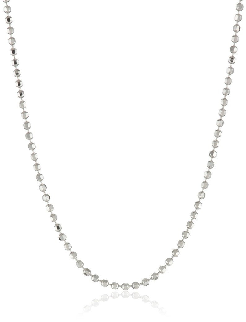 925 Sterling Silver Diamond Cut Bead Italian Chain