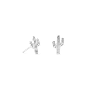 925 Sterling Silver Small Polished Cactus Stud Earrings