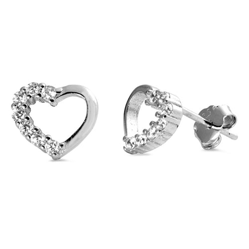 925 Sterling Silver Delicate Heart CZ Earrings