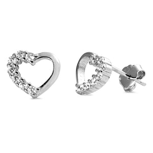 925 Sterling Silver Delicate Heart CZ Earrings