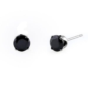 925 Sterling Silver Black CZ Stud Earring