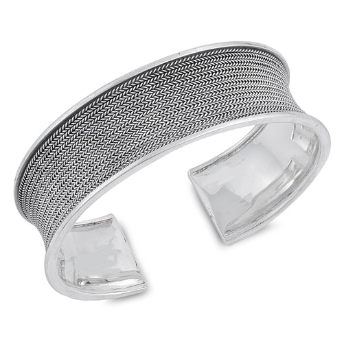 925 Sterling Silver Adjustable Bangle Mesh Bracelet