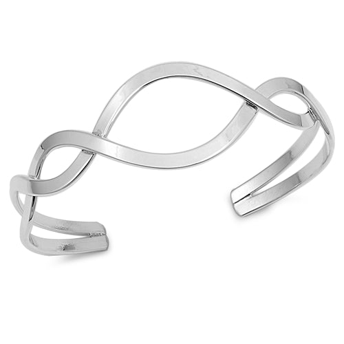 925 Sterling Silver Adjustable Loop Bangle Bracelet