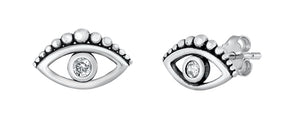 925 Sterling Silver CZ Eyes Earrings