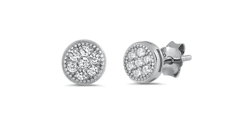 925 Sterling Silver Round CZ Earrings