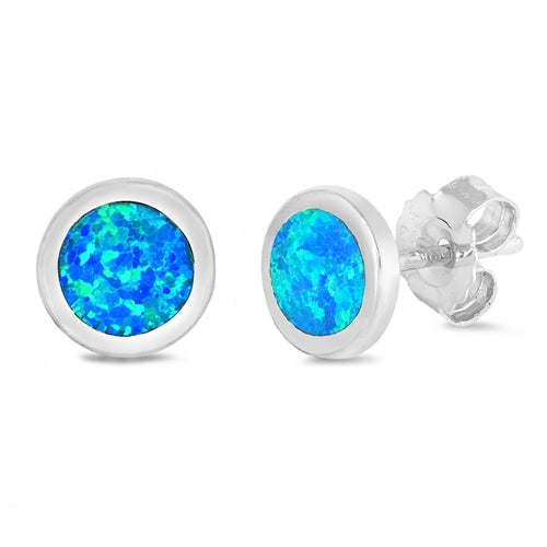 925 Sterling Silver Blue Opal Earrings