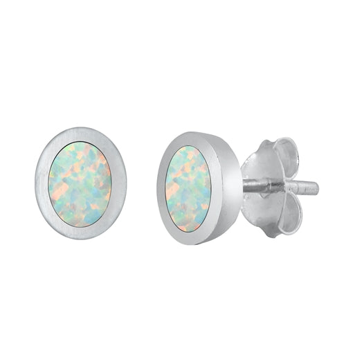 925 Sterling Silver White Opal Earrings