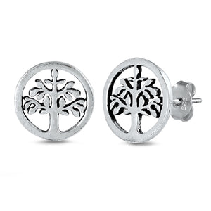 925 Sterling Silver Stud Tree of Life Earrings