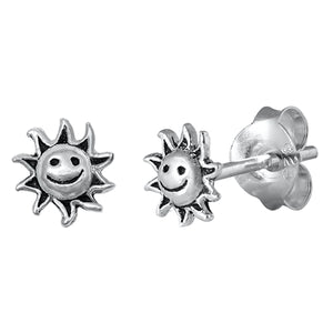925 Sterling Silver Happy Sun Stud Earrings