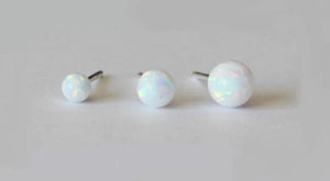 925 Sterling Silver White Opal Ball Stud Earrings