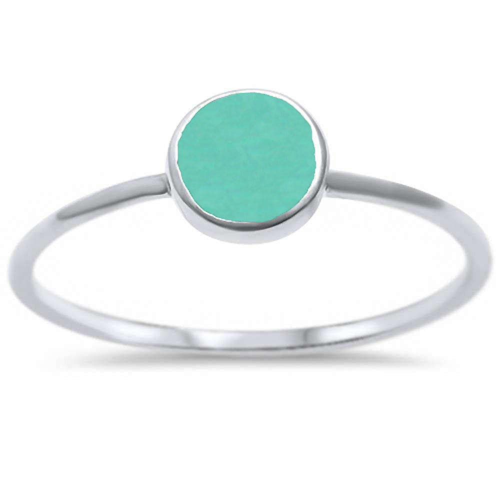 925 Sterling Silver Round Turquoise Ring