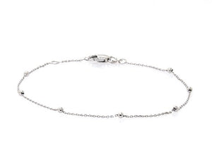Minimalist 925 Sterling Silver Italian Cable Chain With Beads Bracelet