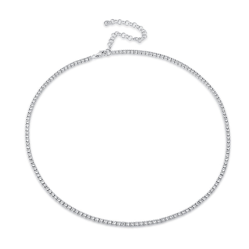 925 Sterling Silver Tennis CZ Choker Necklace