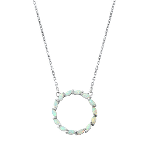 925 Sterling Silver White Opal Necklace