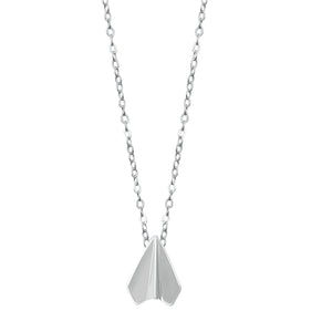 925 Sterling Silver Paper Airplane Necklace