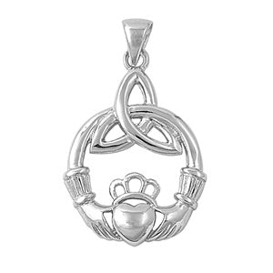 925 Sterling Silver Claddagh CZ Pendant
