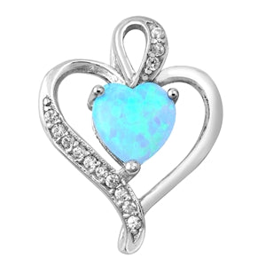 925 Sterling Silver Light Blue Heart Pendant
