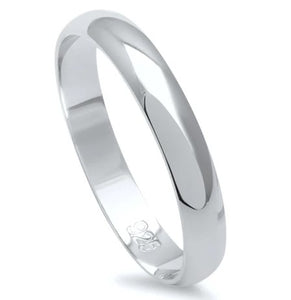 3mm Solid Round Plain 925 Sterling Silver Band