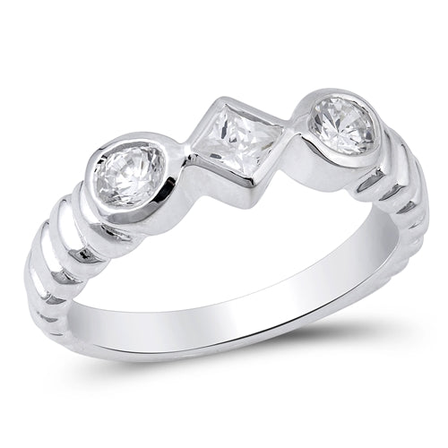925 Sterling Silver Beads CZ Ring