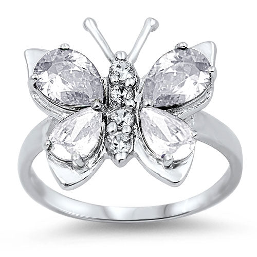 925 Sterling Silver Butterfly CZ Ring